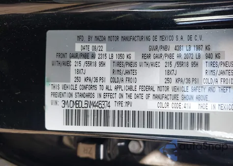 2022 Mazda Cx-30 Premium from USA, damaged, VIN 3MVDMBDL5NM445374